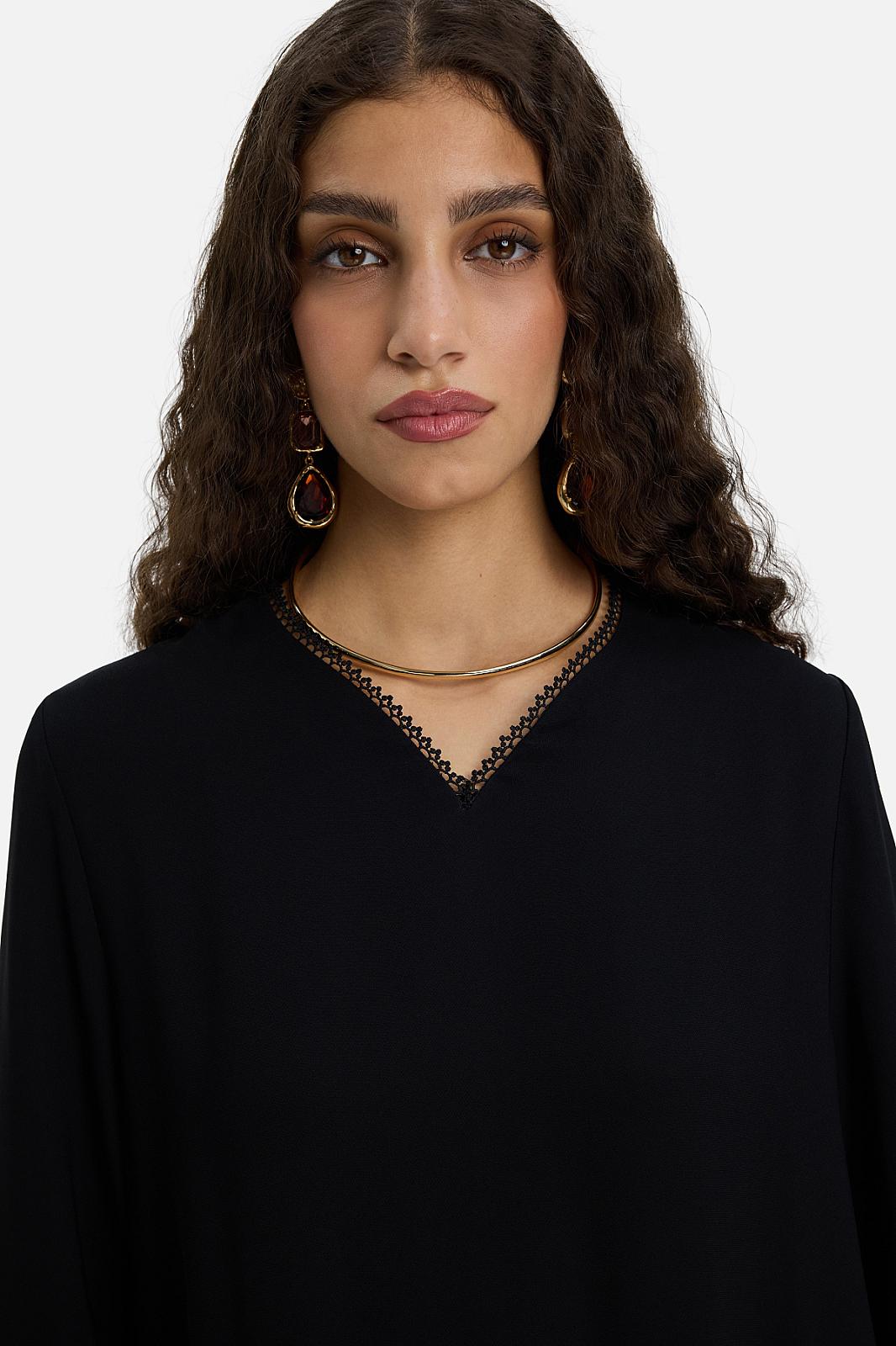 Picot Neck Dress