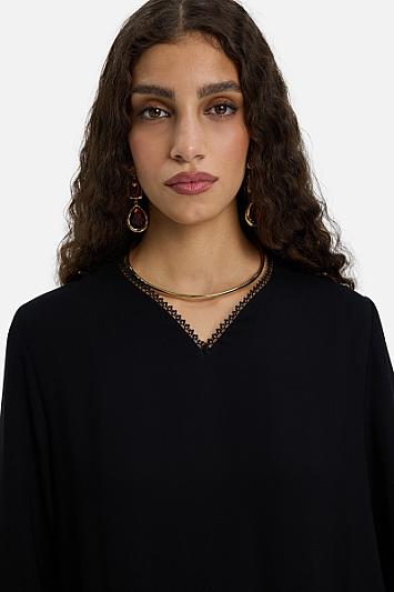 Picot Neck Dress