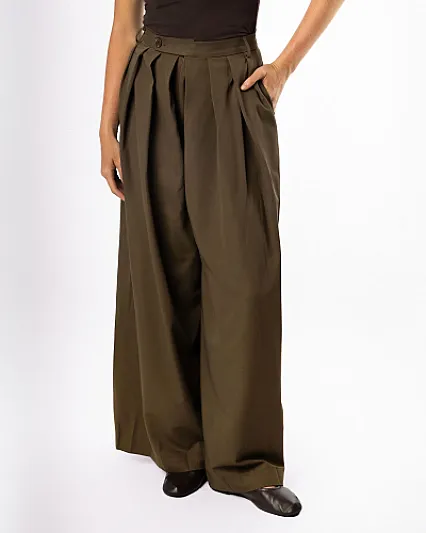 Olive Wide Leg Trousers