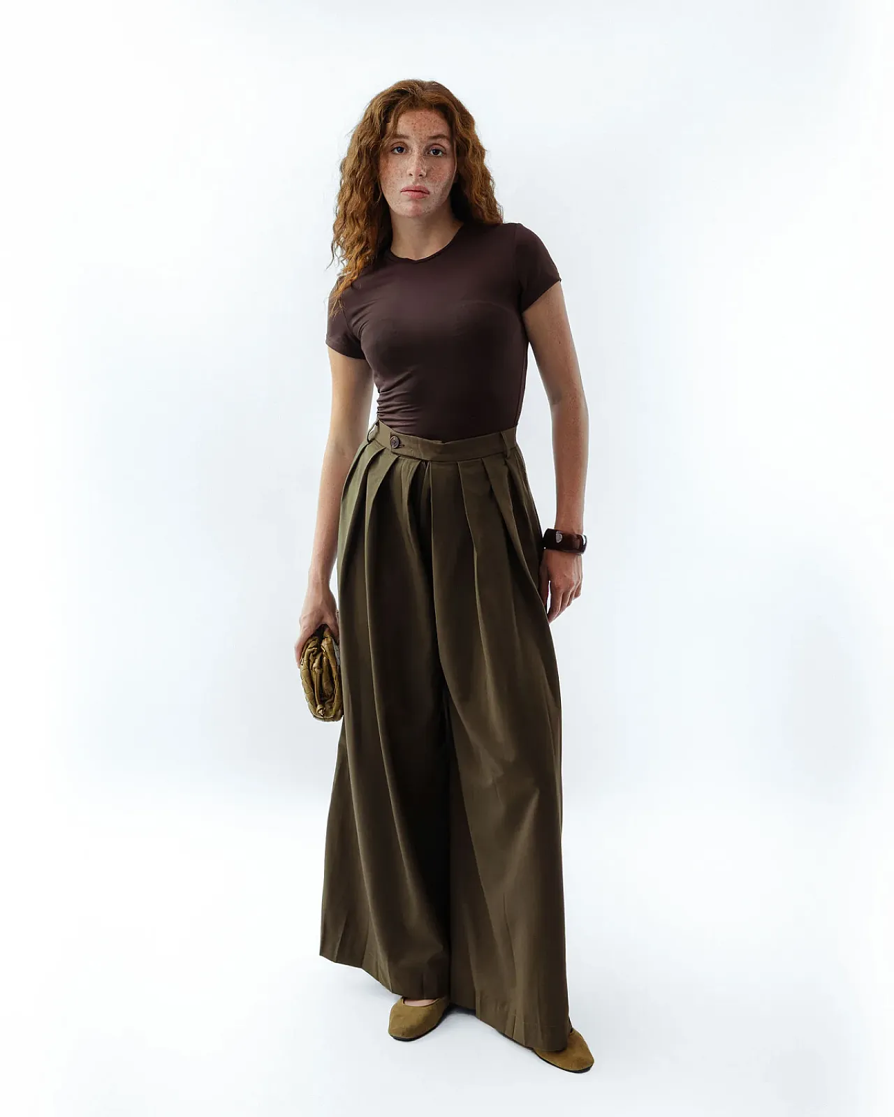 Olive Wide Leg Trousers