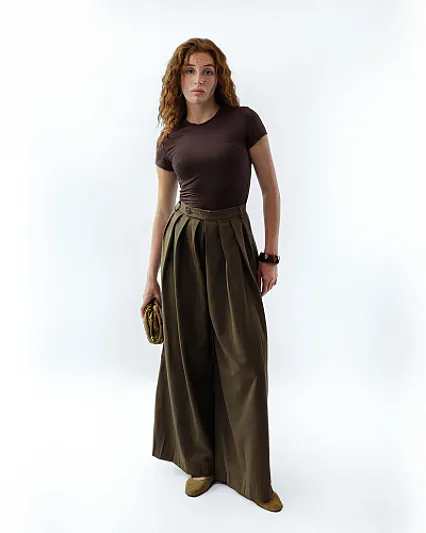 Olive Wide Leg Trousers