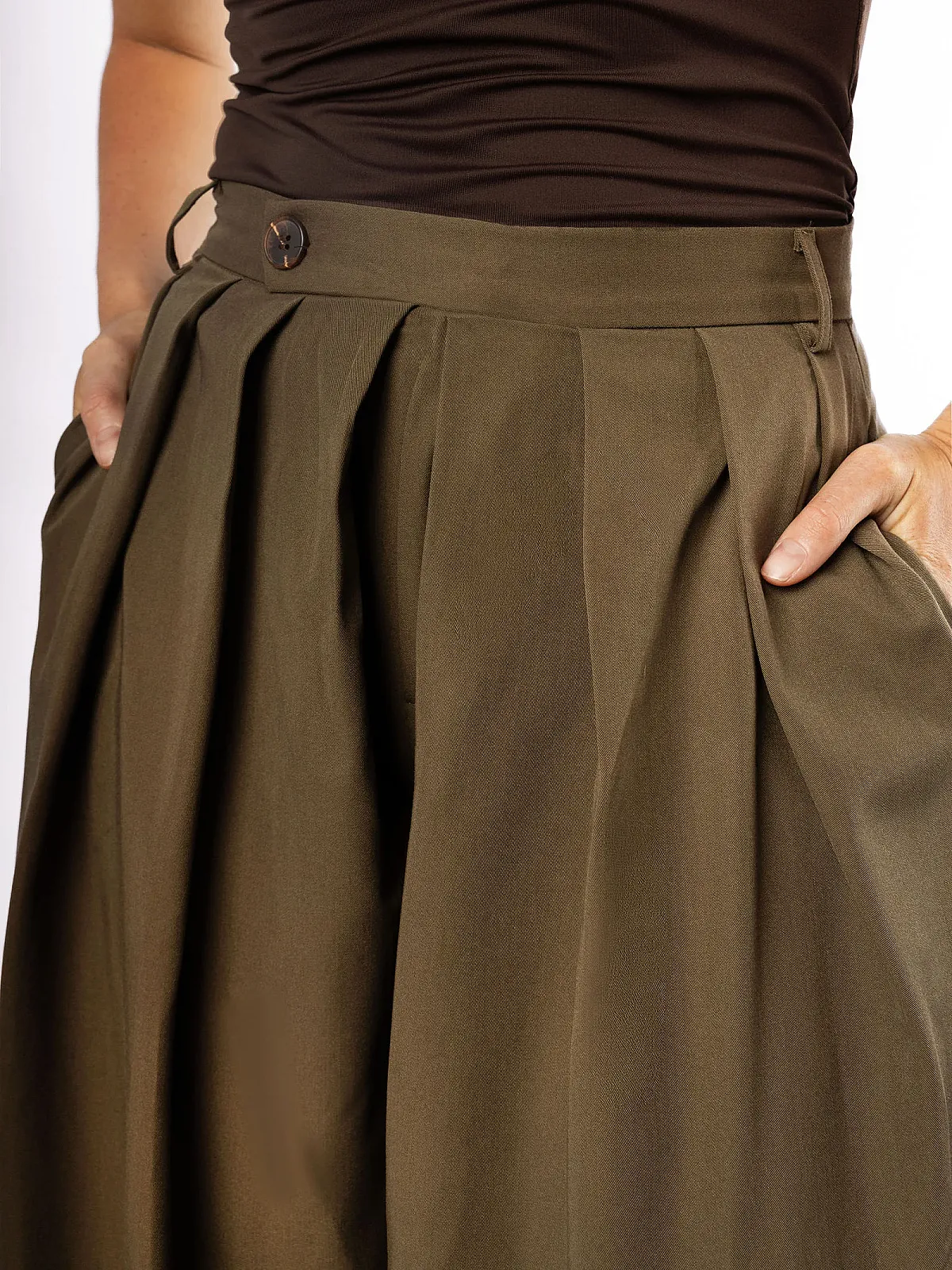 Olive Wide Leg Trousers