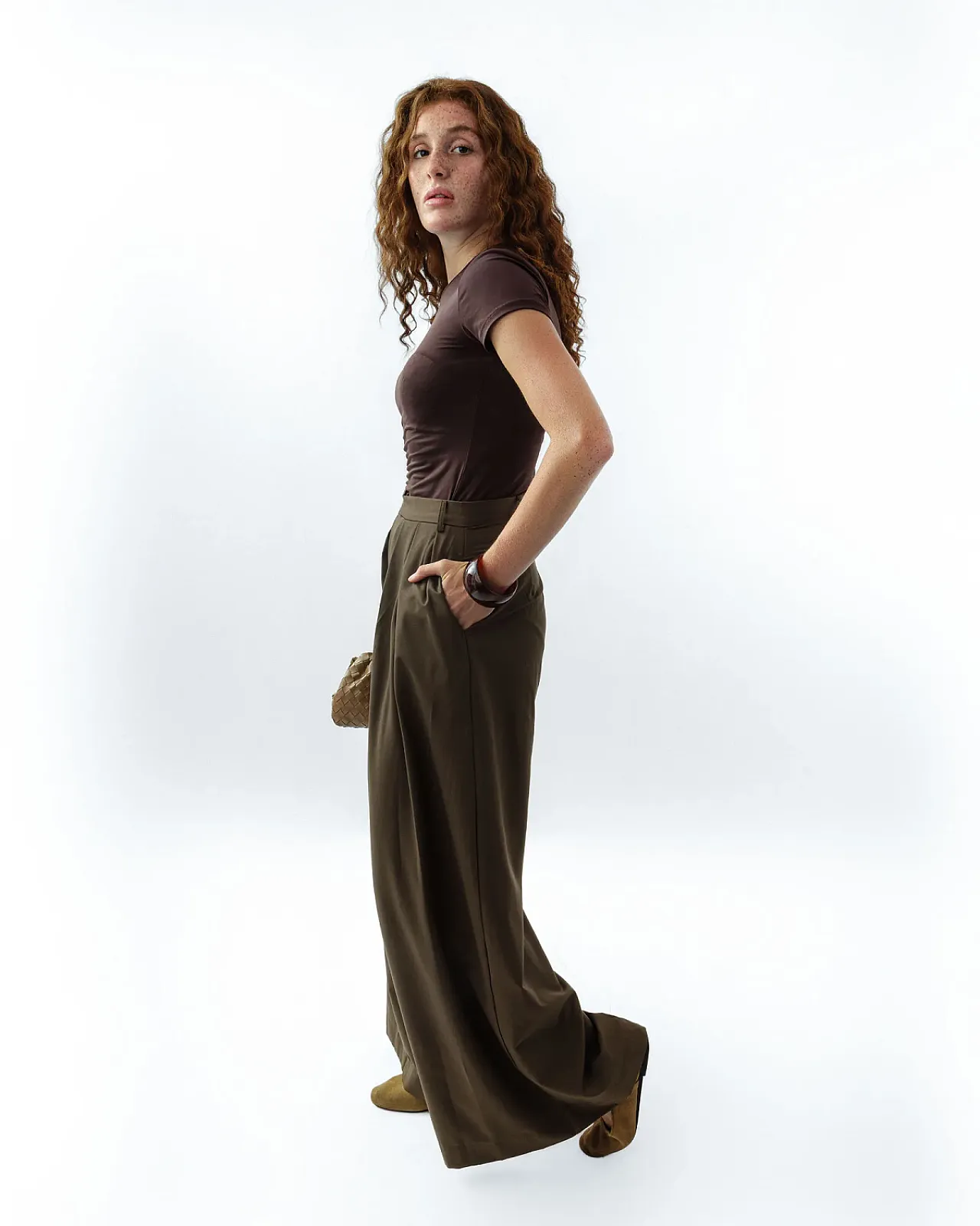 Olive Wide Leg Trousers