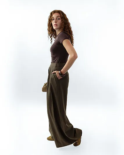 Olive Wide Leg Trousers